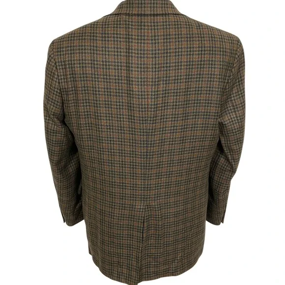 Hart Schaffner Marx Blazer Mens 40R Brown Plaid Gold Trumpeter Loro Piano Italy